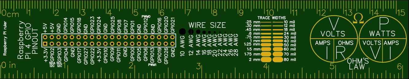 Black 6″ Raspberry PI And Electronics Printed Circuit Board Ruler ...